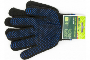 Вязаные хлопкоэфирные плюшевые перчатки СИБРТЕХ 7 класс, ПВХ "точка", 55 гр 67769