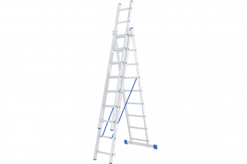 Алюминиевая трехсекционная лестница СИБРТЕХ 3х9 ступеней 97819