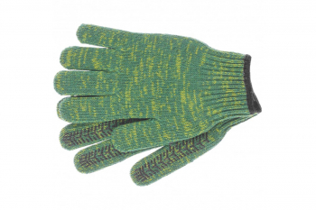 Трикотажные усиленные перчатки СИБРТЕХ гелевое ПВХ-покрытие, 7 класс, зеленые 68184