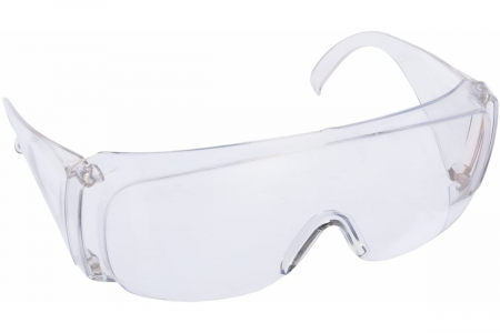 Защитные очки открытого типа СИБРТЕХ прозрачные, ударопрочный поликарбонат, боковая и верхняя защита 89155