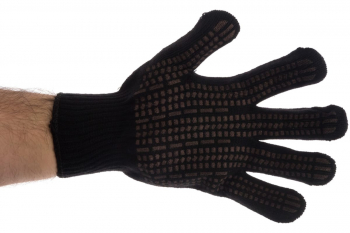 Трикотажные перчатки СИБРТЕХ, акрил, ПВХ гель Протектор, чёрные, оверлок, 68661